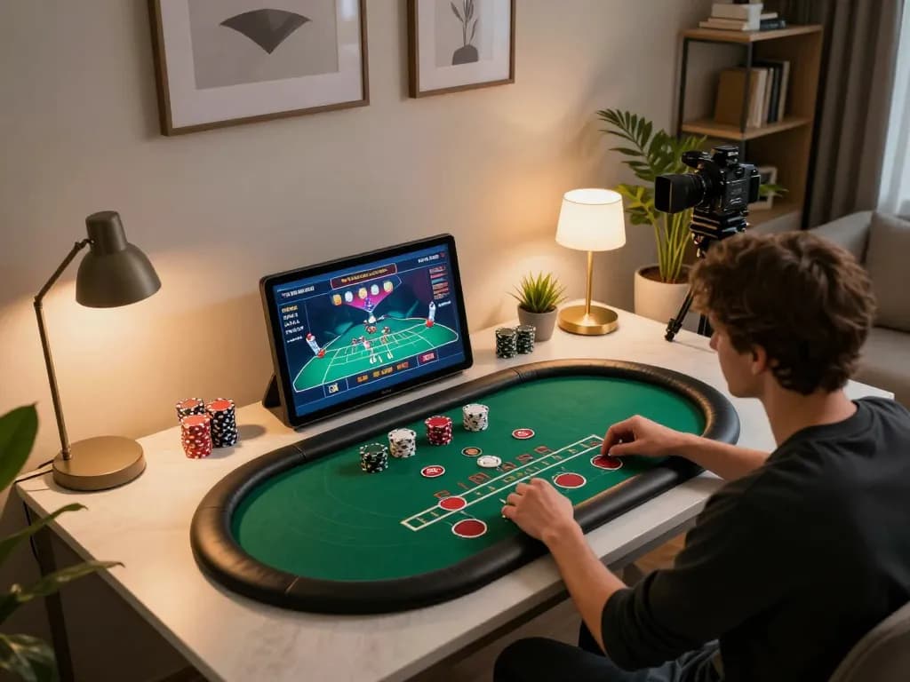 Experience live dealer action with BL555 on a tablet, showcasing engaging poker gameplay.
