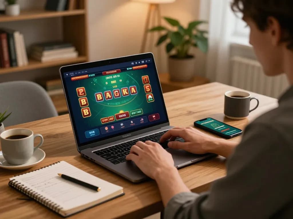 Players engage in Baccarat online at https://go8.agency/ showcasing strategy and focus in a cozy home setting.