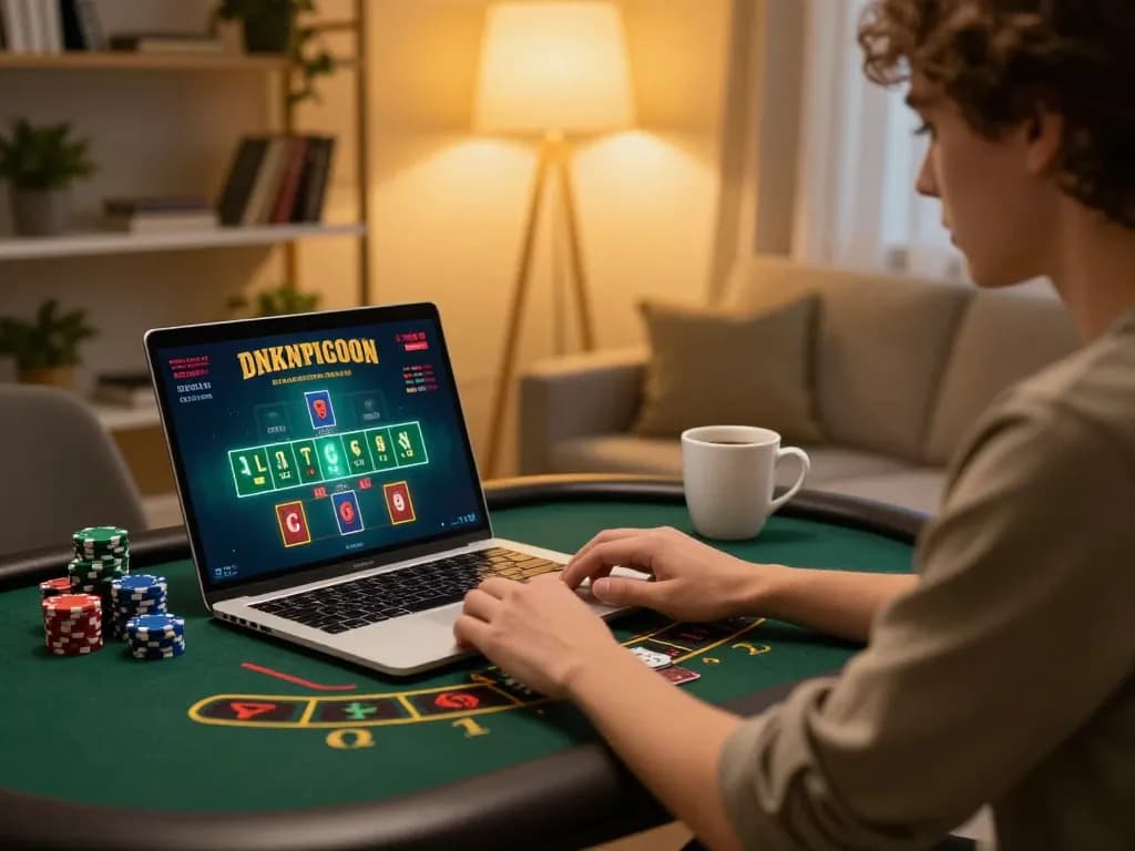 Player enjoying engaging blackjack game on 68win online casino from a cozy home setting.