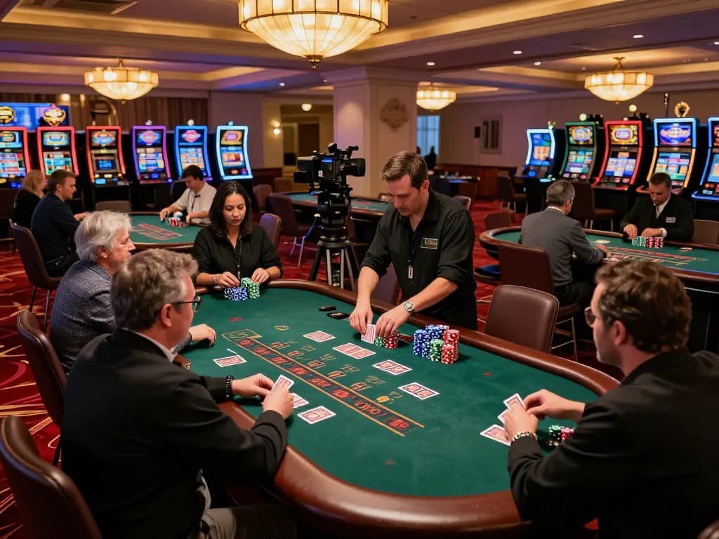 Players enjoying a game of blackjack at SC88 casino, with dealer and chips visible in elegant setting.