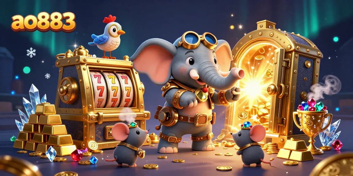 Experience thrilling wins at ao883 with a steampunk elephant engineer playing dynamic slots.