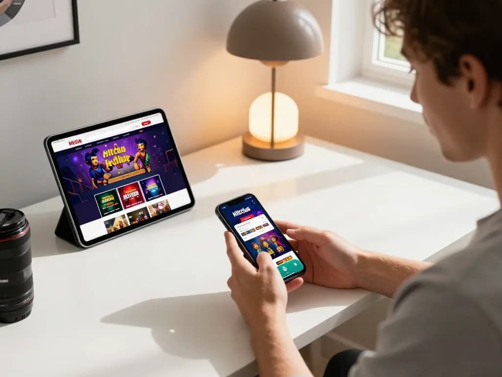 Player engaged in exciting online gaming on Hitclub mobile app, showcasing vibrant gaming experience.