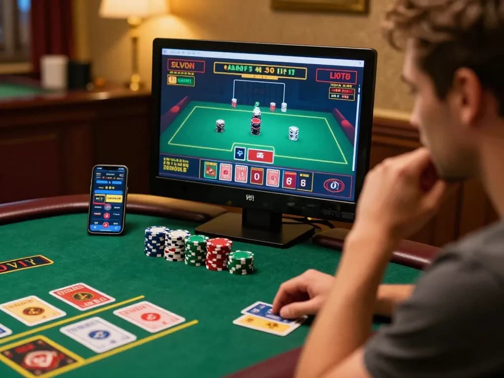 Engaged player participating in live dealer blackjack on Tin88, showcasing modern gaming experience.