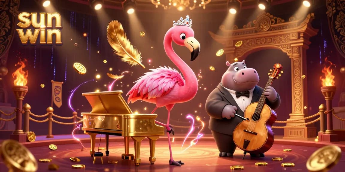 Experience the thrill of sun win with vibrant casino characters and dynamic elements in a stunning illustration.