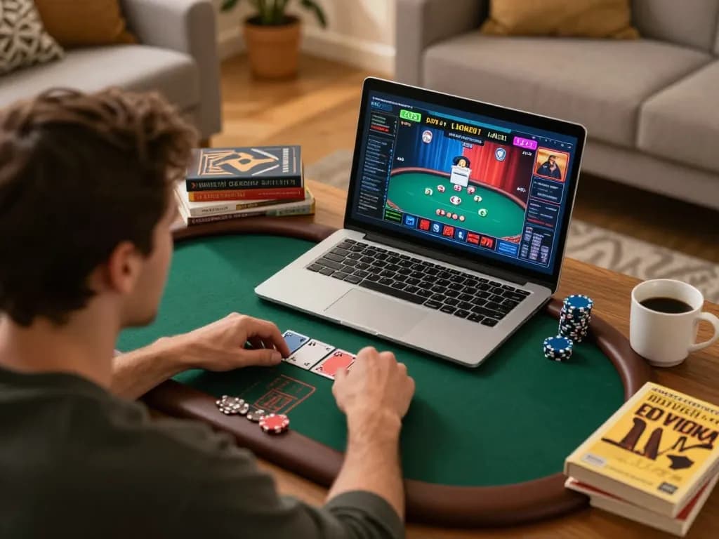 Engaging online poker experience on laptop with players immersed in strategy at 78winvina