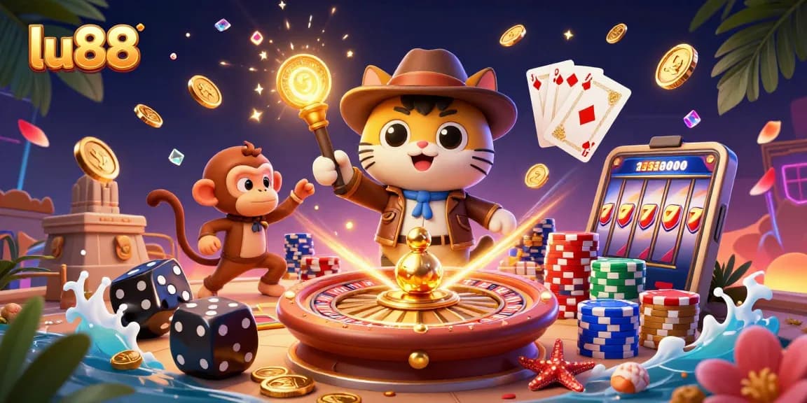 Engage in thrilling gameplay with lu88 as the cartoon cat uncovers casino treasures.