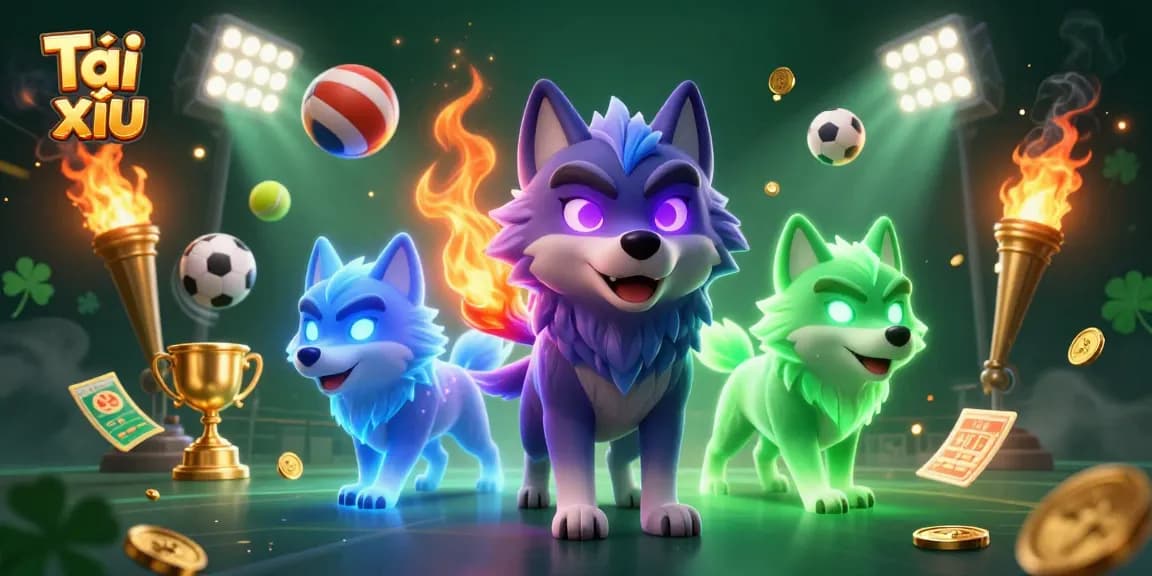 Tài xỉu players betting dynamically in a lively casino scene with glowing elements and vibrant characters