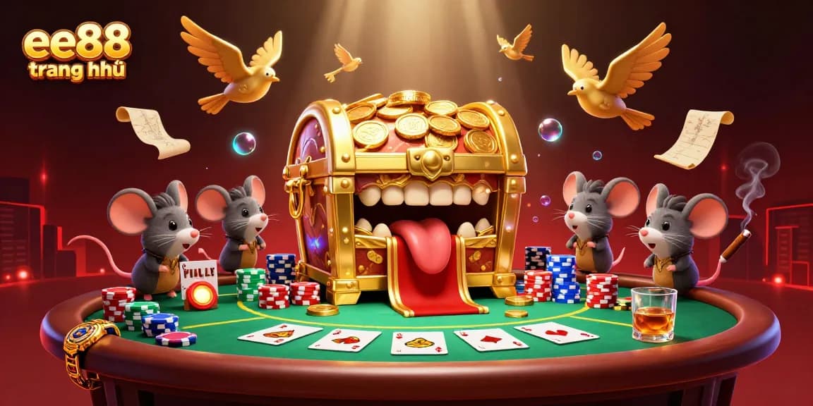 Engage in gaming excitement at ee88 trang chủ with adventurous mice lured by the treasure chest.
