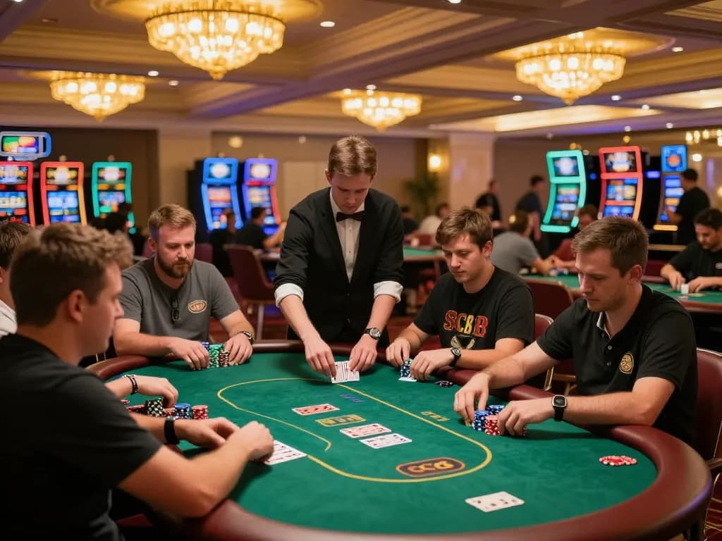 Players enjoying intense poker games at SC88 casino, showcasing vibrant atmosphere and excitement.
