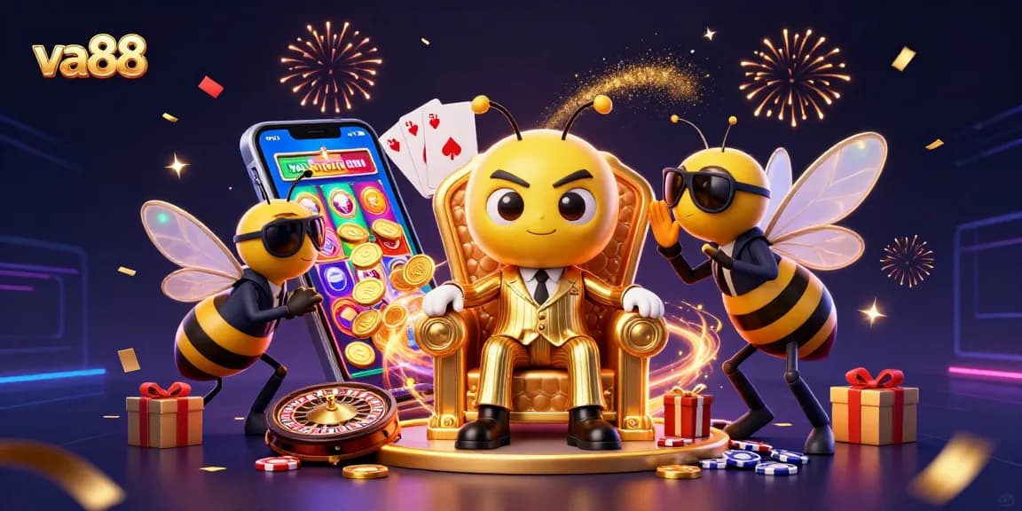 va88 engages players with vibrant slot action in a dynamic, colorful casino scene
