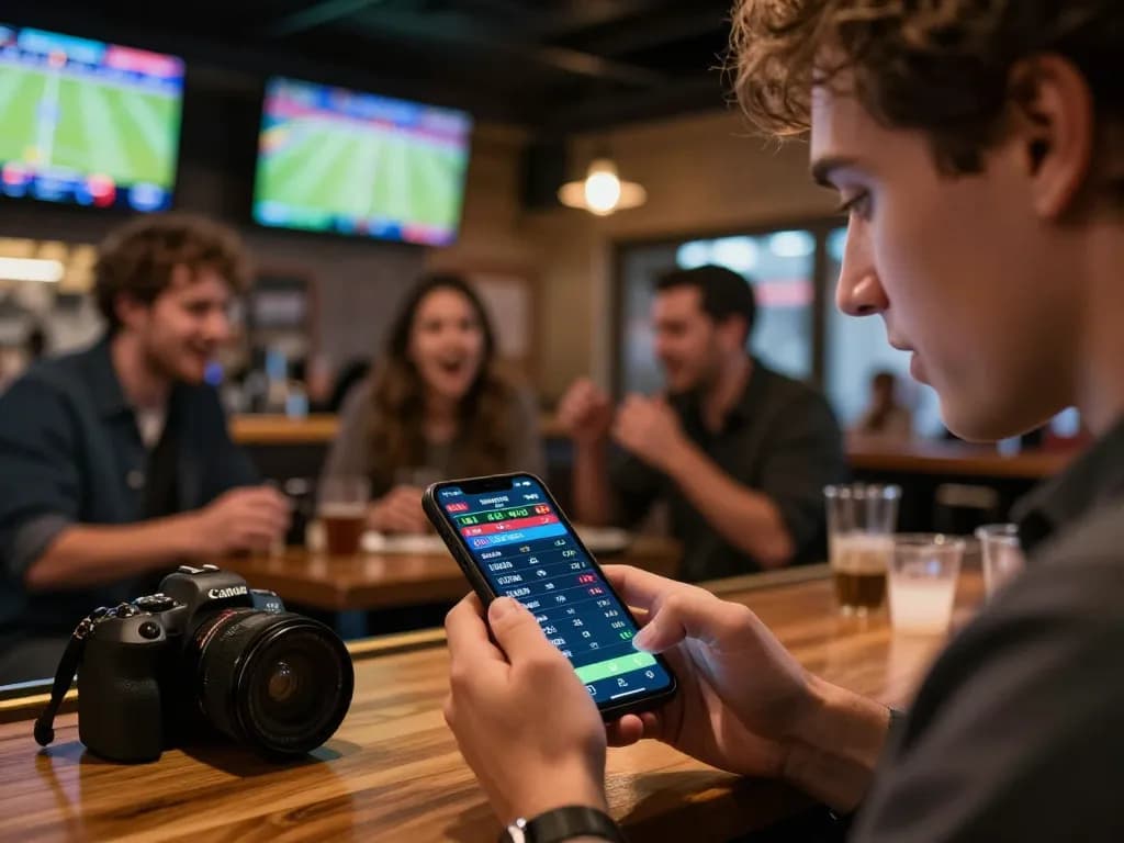 Engaging sports betting scene showcasing hd88qq mobile app usage for live betting excitement.