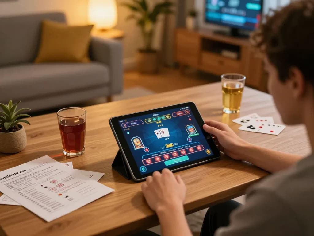 Engaging gameplay on online casino platform https://mm88vin.com/ with user enjoying tablet gaming.