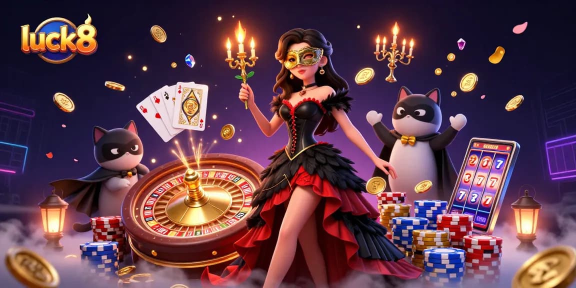 Join the exciting world of luck8 with a stunning illustration showcasing casino thrills!