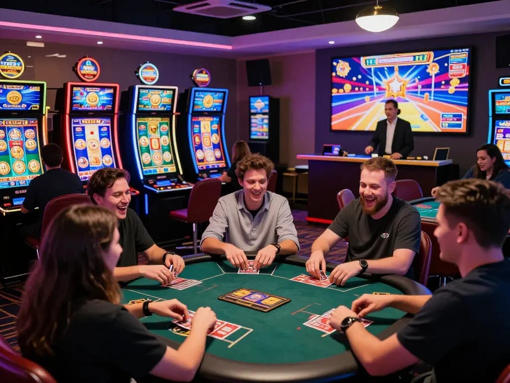 Immerse in an exciting gaming experience at https://max79.guru/ with friends enjoying vibrant casino games and lively interactions.