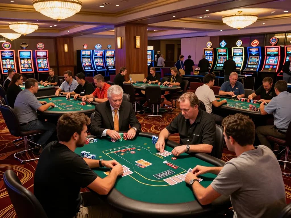 Players strategizing at vip79 poker tables in a luxurious casino atmosphere with vibrant energy.