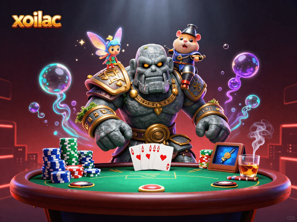 Xoilac offers thrilling poker action where the magical golem and hamster knight create dynamic gameplay.