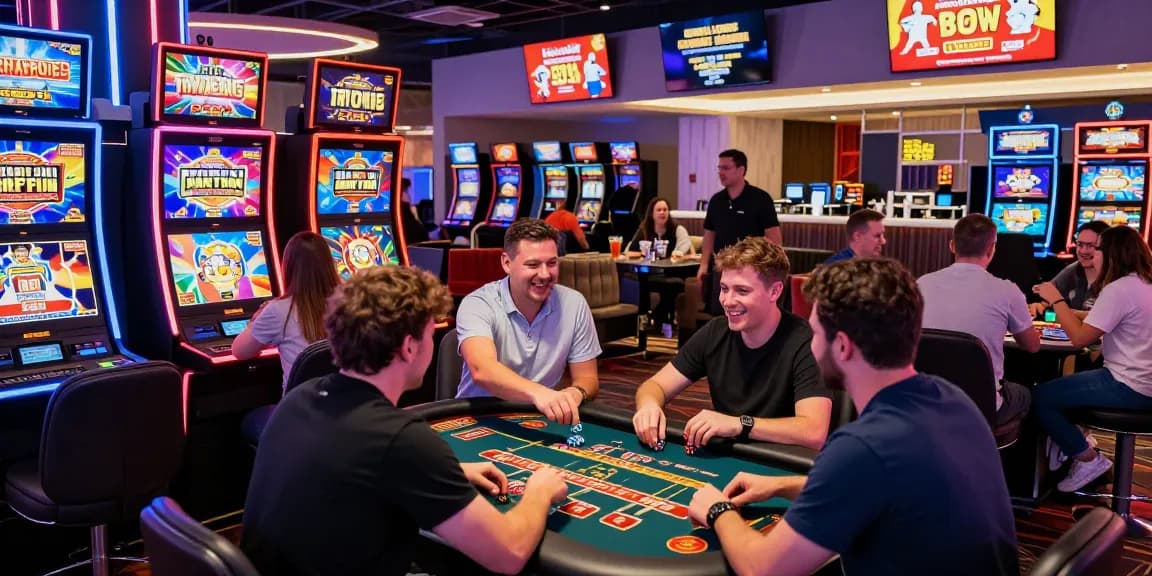 Players enjoying the vibrant atmosphere at casinos not on gamstop, engaging in various games and promotions in a lively setting.