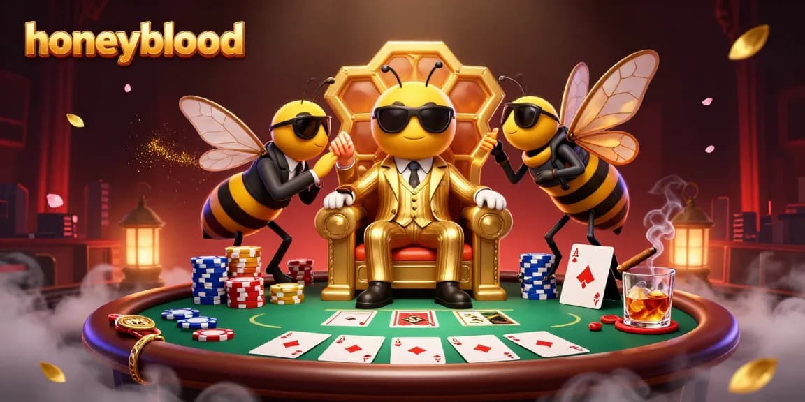 Engage in thrilling poker gameplay at honeyblood's casino with a bumblebee boss in a dynamic throne room.