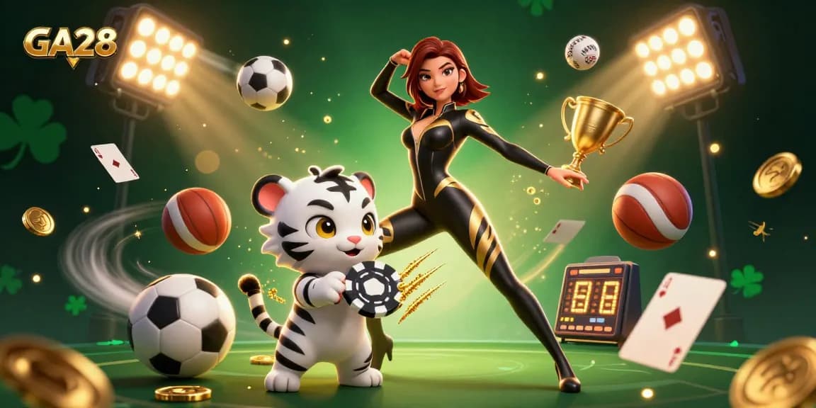 Experience action and excitement with GA28 in this dynamic casino-themed illustration.