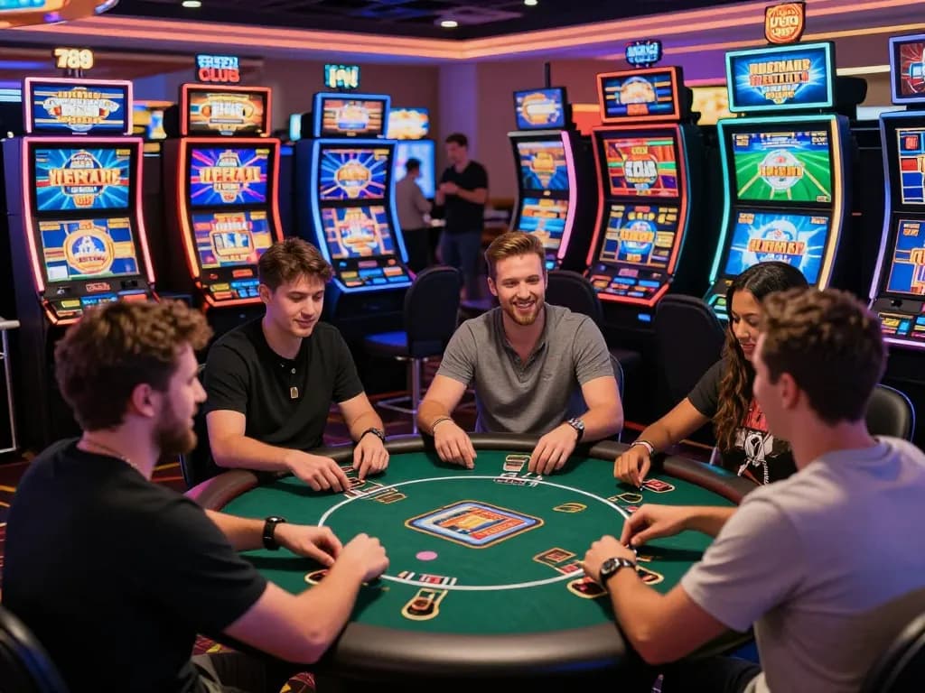 Engaging scene of players at 789 Club, showcasing vibrant casino gaming atmosphere with diverse activities.