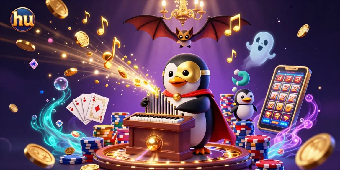 Experience hu excitement with a lively casino scene featuring golden coins and dynamic game elements.