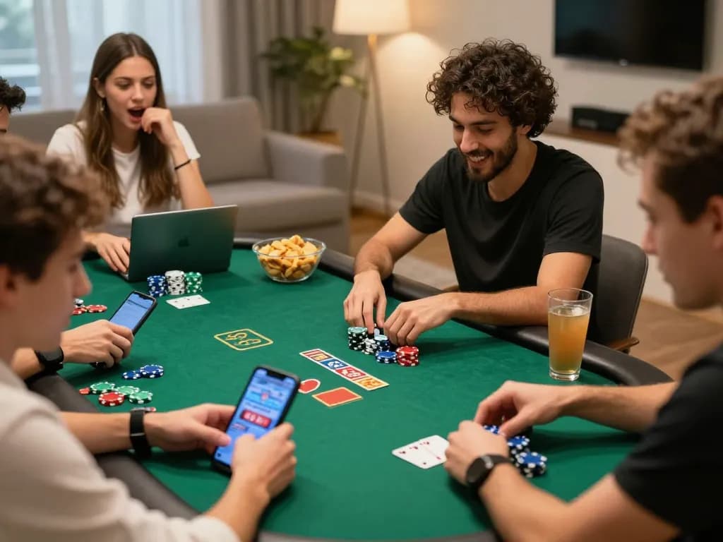 Players engaged in exciting online poker game at https://da88at.com/ showcasing strategic gameplay.