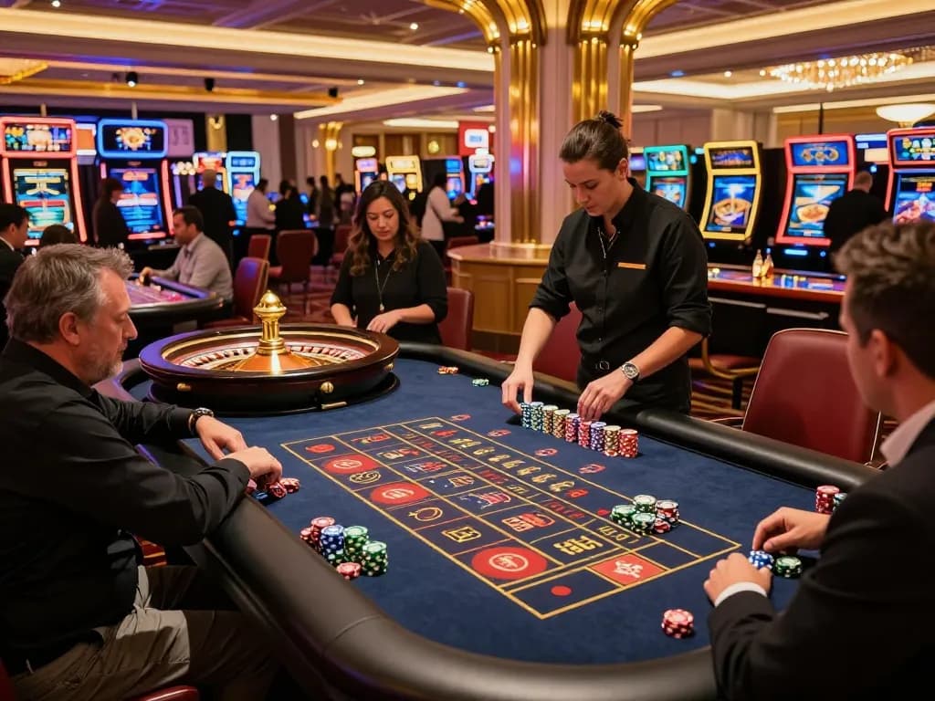 Experience exhilarating gameplay at https://tx88.bid/ with players betting on an exciting roulette table in Vegas casino.