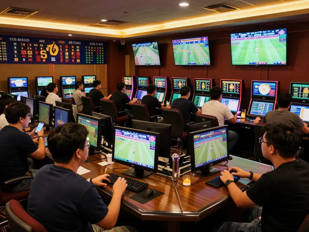 Tỷ lệ kèo nhà cái 5 in action as bettors analyze odds during an exciting sports betting event.