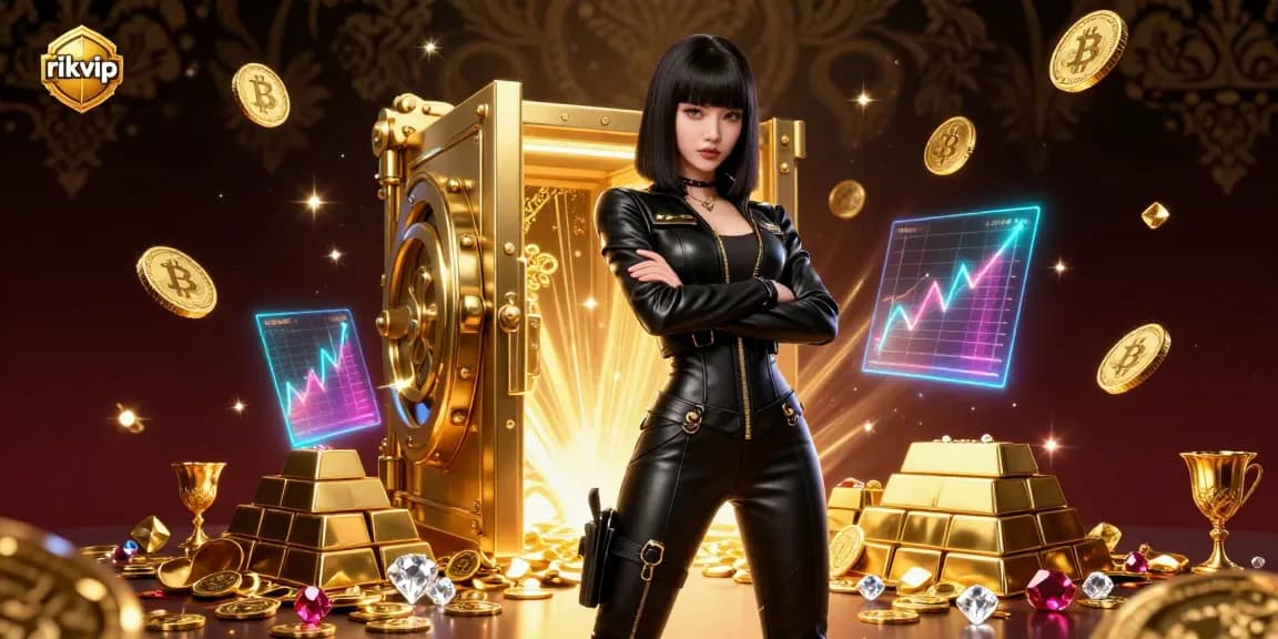 Experience the thrill of gaming with rikvip amidst a vibrant 3D casino atmosphere.