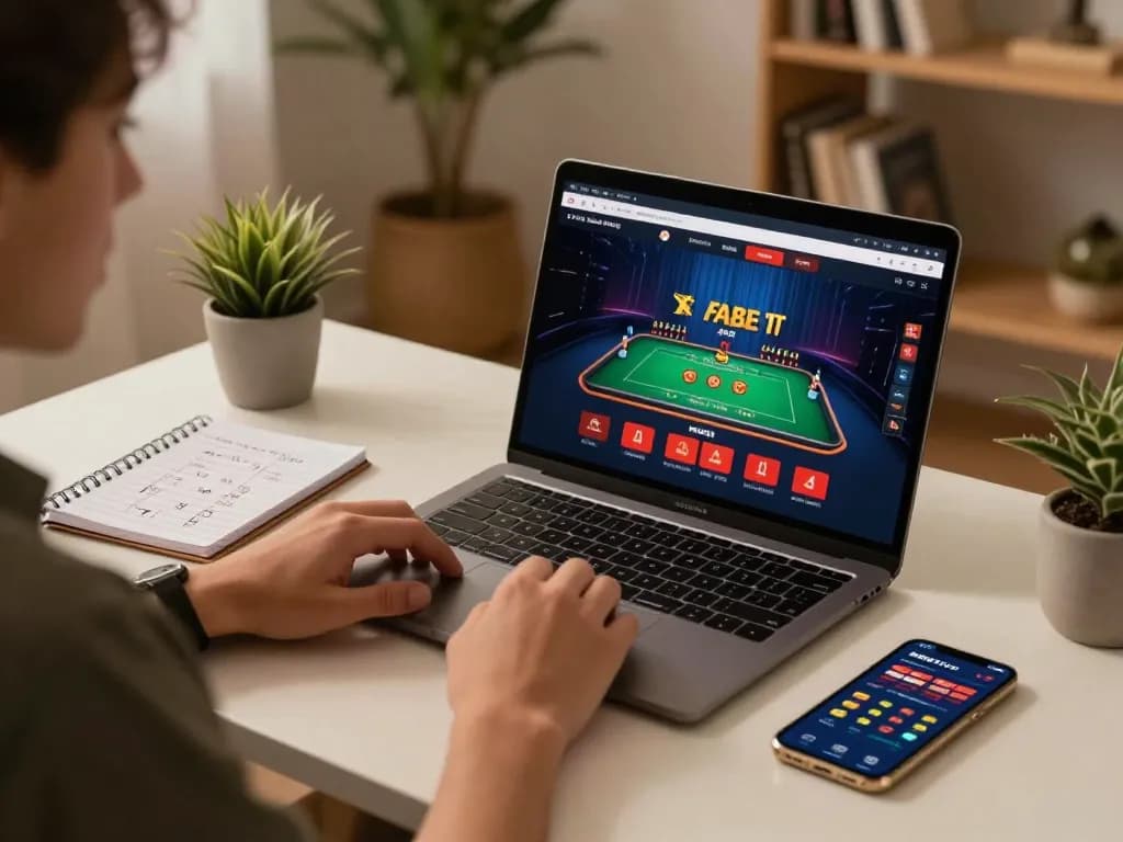 Engaging in responsible gaming at the FABET online casino setup, showcasing a dynamic gaming experience.