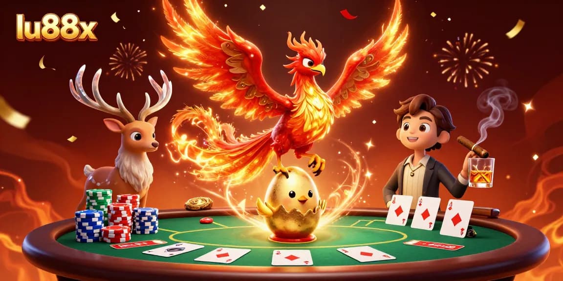 Engage with exciting gaming at lu88x featuring poker elements and a vibrant casino atmosphere.