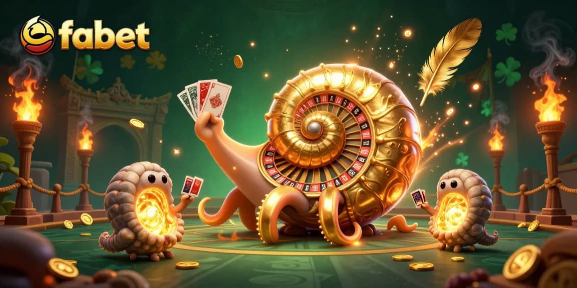 fabet presents a dynamic 3D casino scene featuring a giant nautilus as a roulette wheel and vibrant gaming elements.