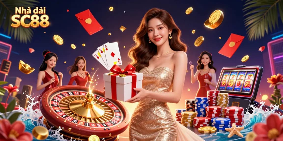 Experience excitement at Nhà cái SC88 with festive casino elements and elegant visuals.
