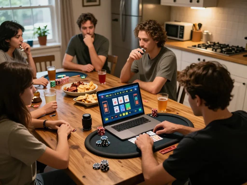 Engaging player participates in an online poker game at https://789win2.us.com/ showcasing strategic gameplay in cozy home setting.