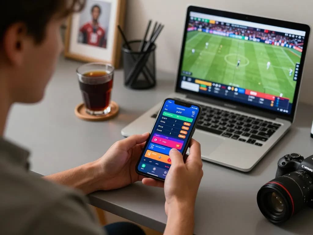 Engaging with the cm88 betting app on a smartphone during an exciting sports event.