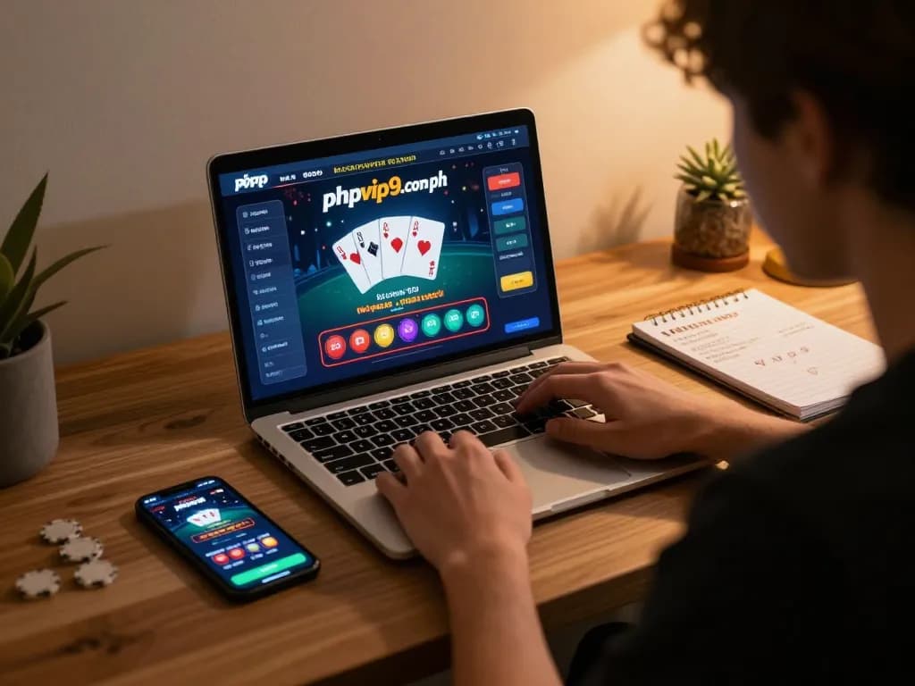 Player enjoying online gaming on phpvip9com ph platform, engaging with poker gameplay while managing strategies.