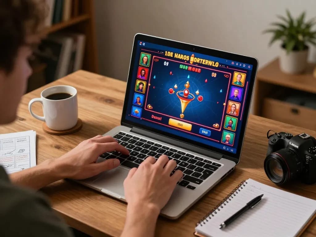 Player enjoying an online casino game on 999bet from a cozy home setup with vibrant graphics.