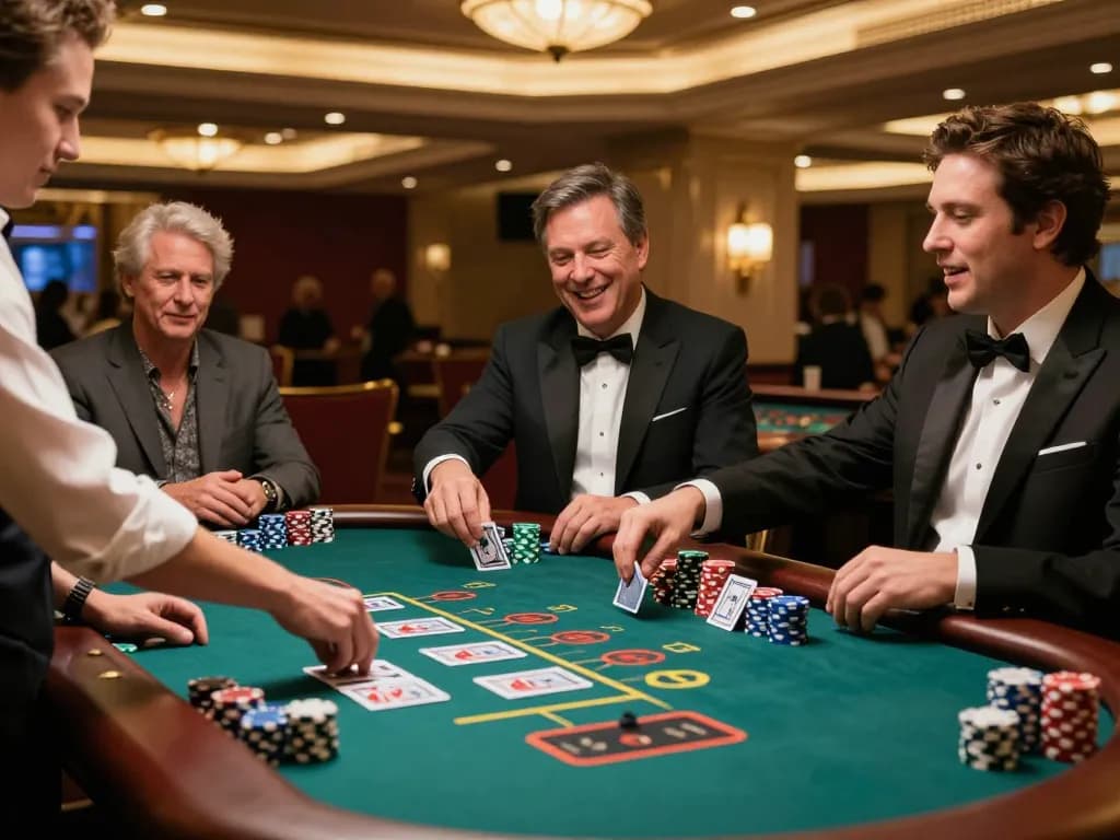 Players enjoy live dealer blackjack at XX88 casino, engaging with the dealer in a luxurious atmosphere
