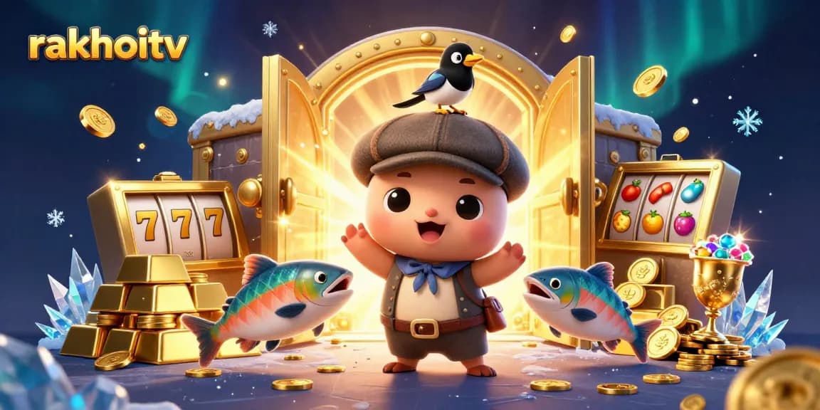 Engage with dynamic slot gaming at rakhoitv, featuring playful characters and vibrant treasures.