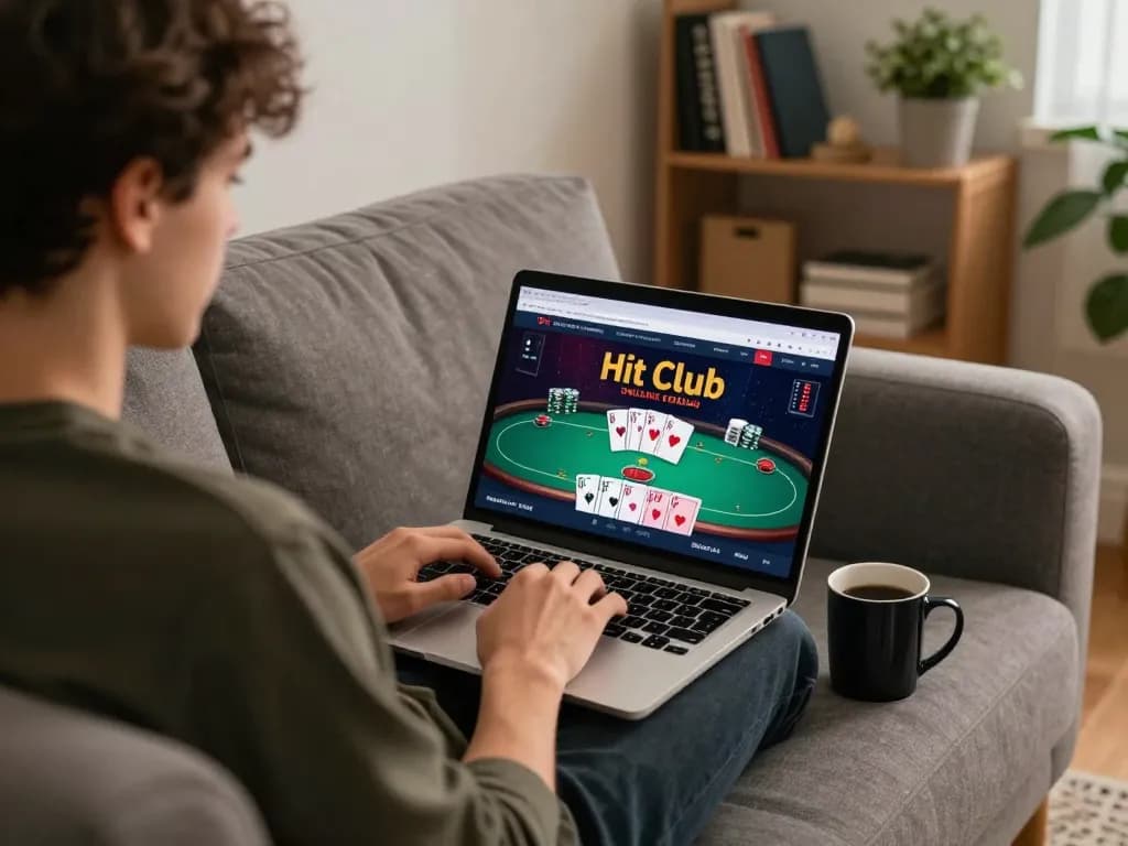 Engaging with hitclub online casino while enjoying a relaxed home gaming experience.