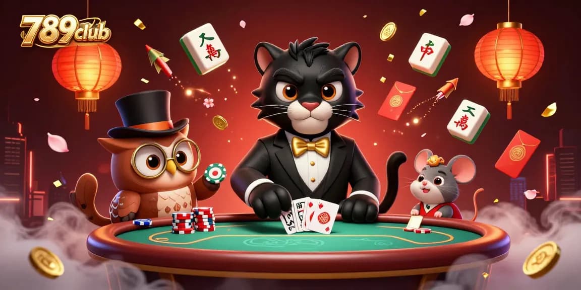 Engage in thrilling action at 789club's table with a stylish blackjack scene featuring a panther dealer and an owl.