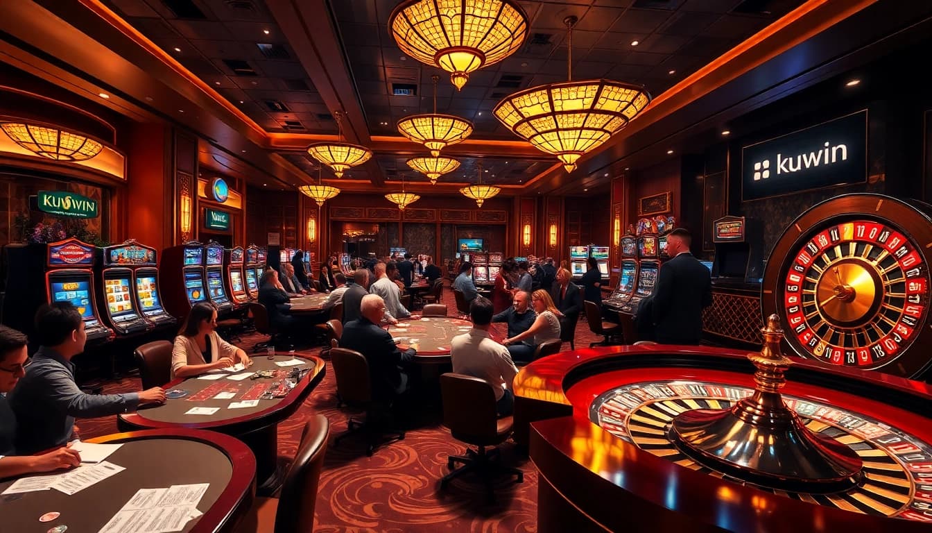 Kuwin offers a vibrant casino experience with exciting games and engaging gamblers at tables.