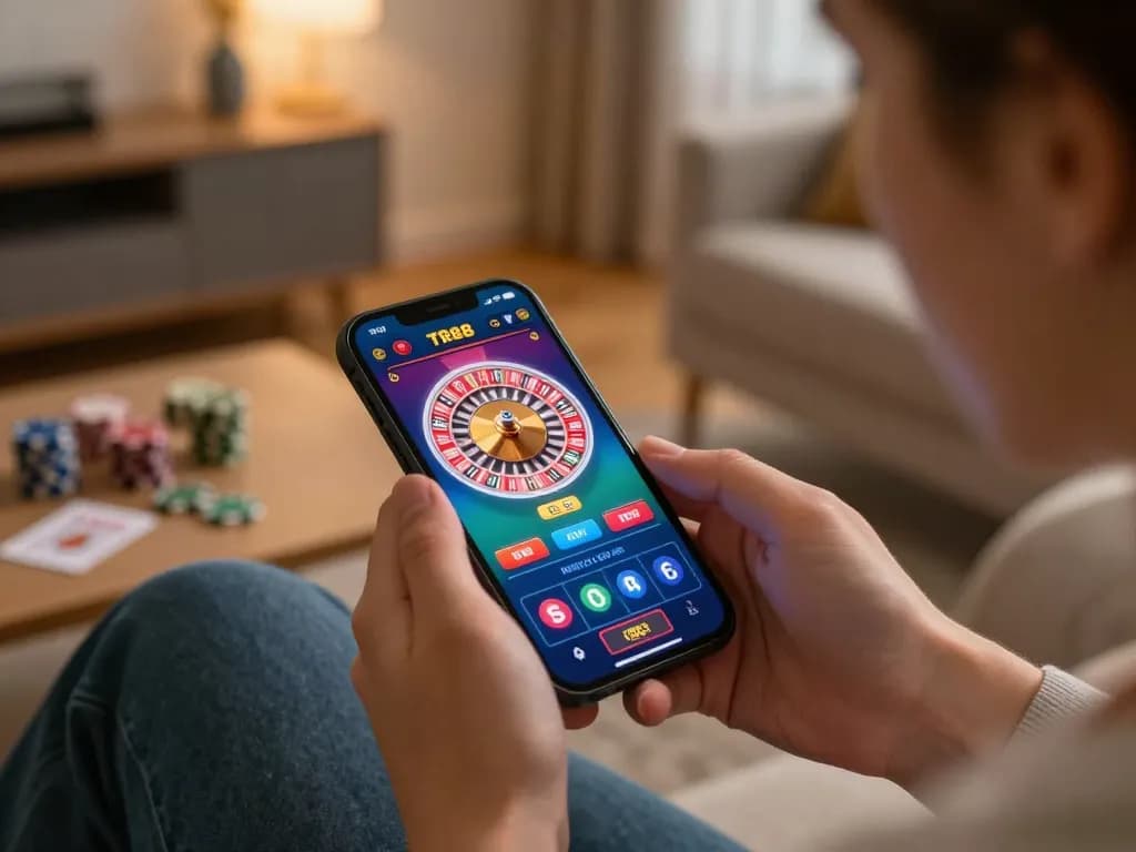Player enjoying the TR88 mobile casino app, actively engaging with roulette game.