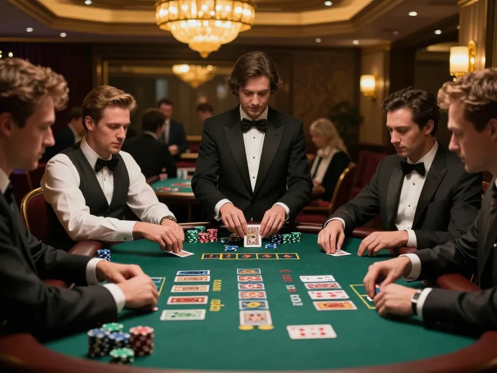 Engaged players at a bu88 blackjack table, chips piled high and cards dealt