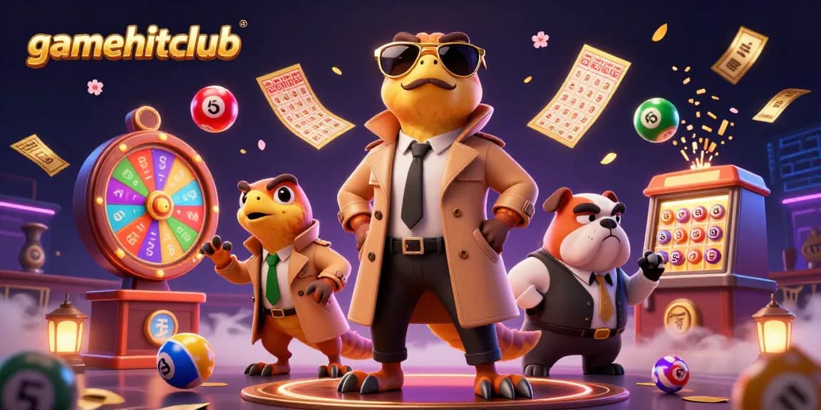 Engage with gamehitclub's VIP experience featuring raptors in disguise entering a casino, surrounded by dynamic gaming elements.