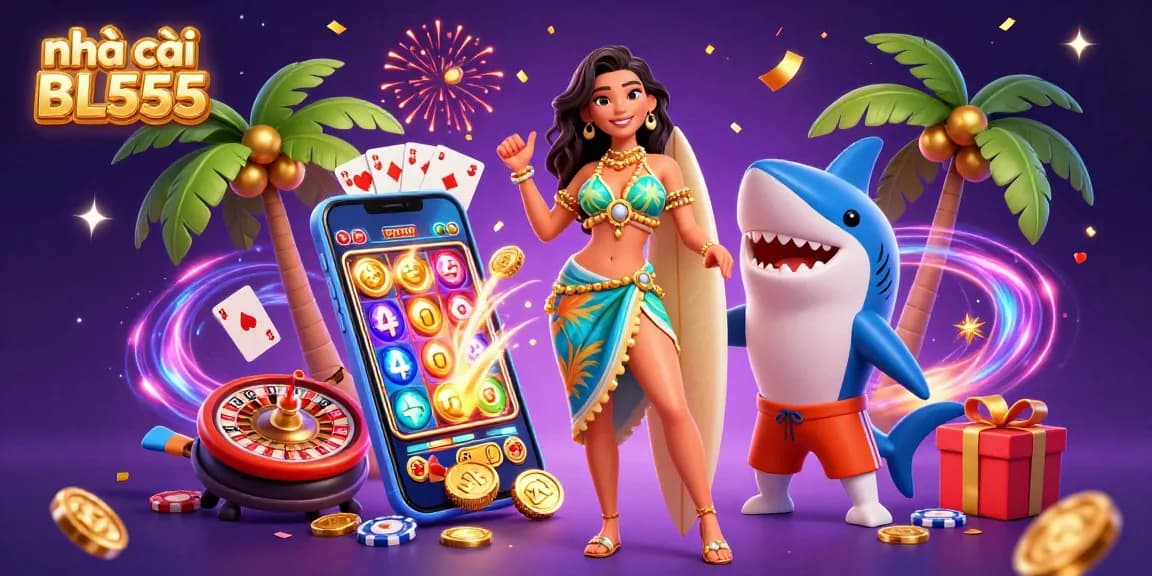 Experience the thrilling world of gambling with nhà cái BL555 featuring vibrant characters and gaming action!