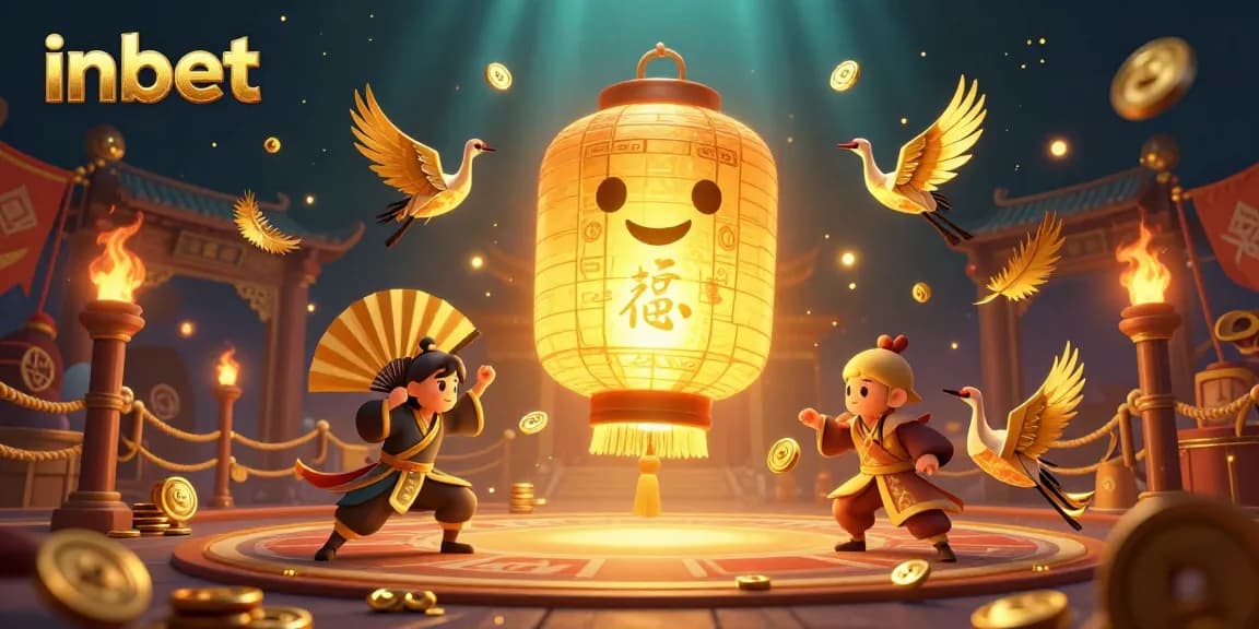 Experience thrilling inbet betting action with a vibrant 3D casino scene featuring glowing lanterns and golden warriors.