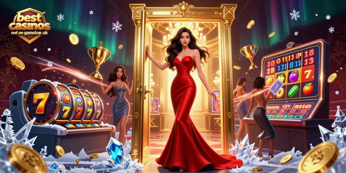 Experience the allure of the best casinos not on gamstop uk with vibrant 3D illustration of an elegant casino scene.