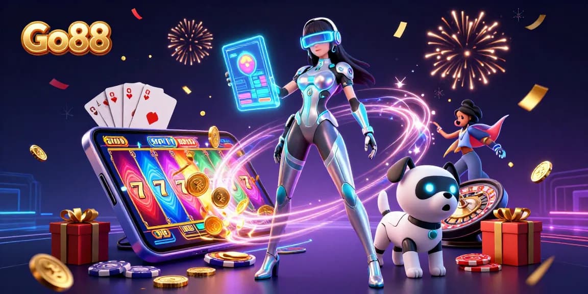 Play exciting games on Go 88 at a vibrant futuristic casino with stunning visuals and thrilling elements.