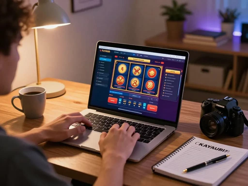 KAYA88 player engaging with online casino gaming interface on laptop